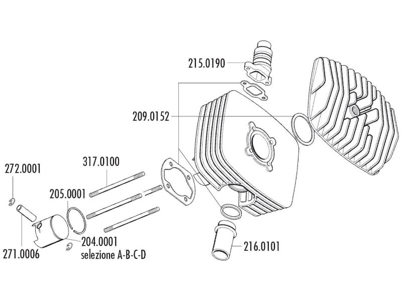 Obrázok z piest - sada Polini series 6000 80cc 48mm (C) pre Fantic Motor Regolarita 50, Minarelli P4-P6