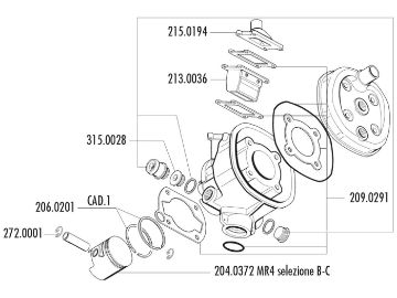 Obrázok z piest - sada Polini 70cc 47mm (C) pre Malaguti Dune 50, Minarelli MR4