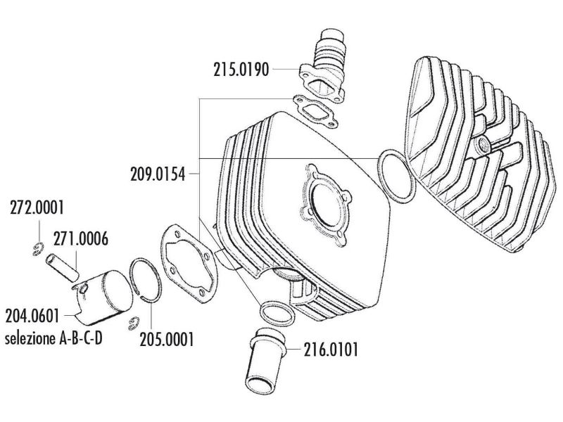 Obrázok z piest - sada Polini series 6000 80cc 48mm (A) pre Zündapp Corsa 50