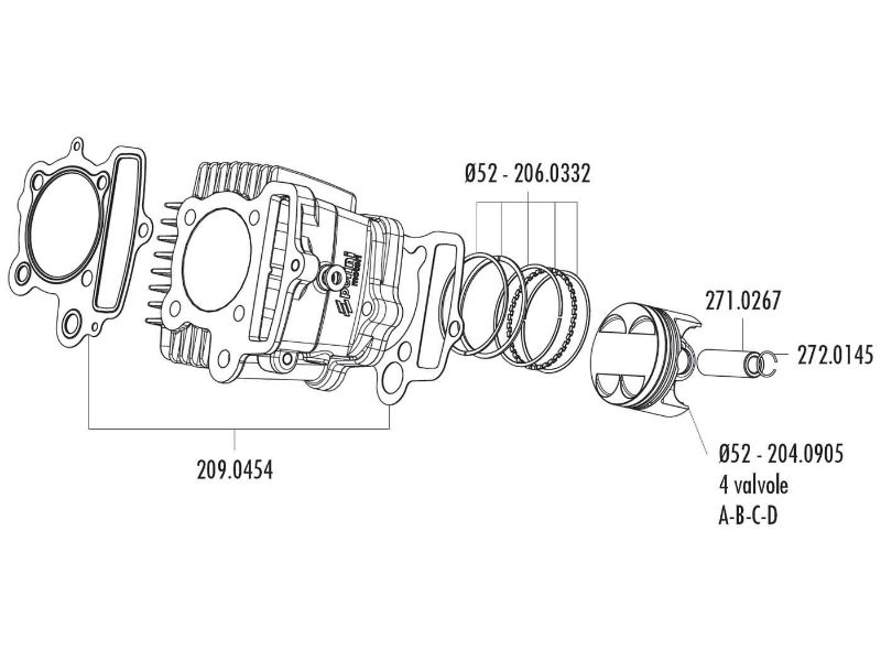 Obrázok z piestny čap Polini 13x38mm pre Honda XR 50, Polini XP4T 50, XP4T 110