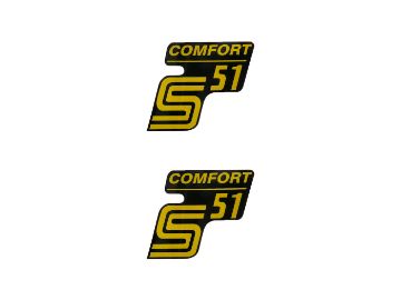 Obrázok z Nápis - emblem - samolepka S51 Compret čierna f.-žltá farba 2 ks pre Simson S51