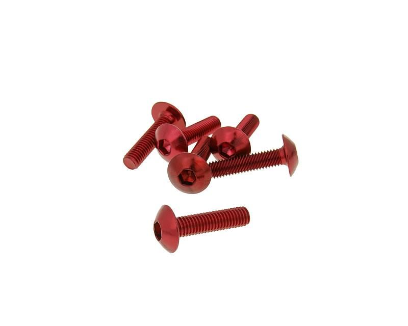 Obrázok z skrutky kapotáže inbus aluminum červená farba - sada 6 ks - M5x20