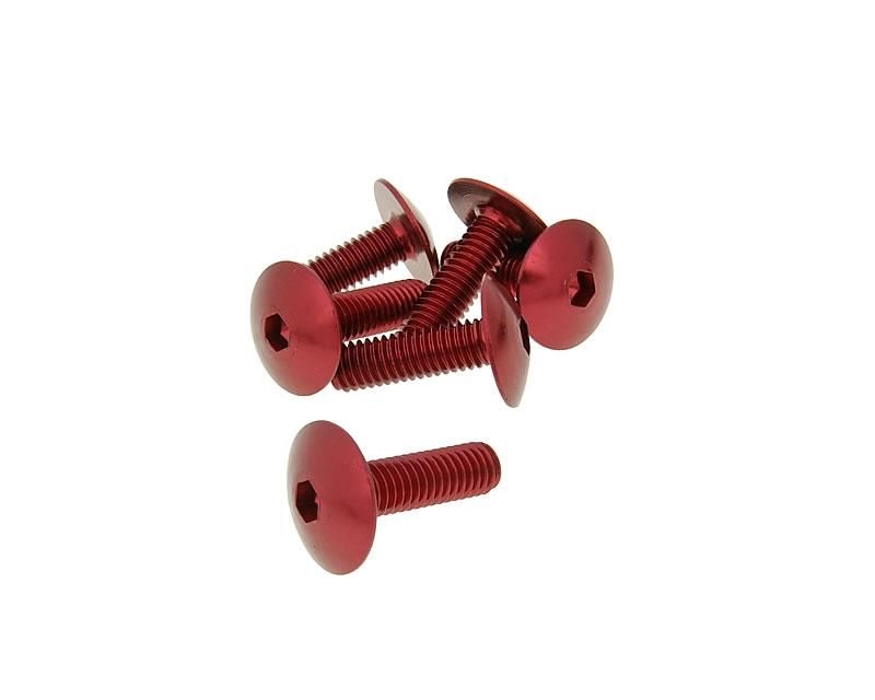 Obrázok z skrutky kapotáže inbus aluminum červená farba - sada 6 ks - M6x20