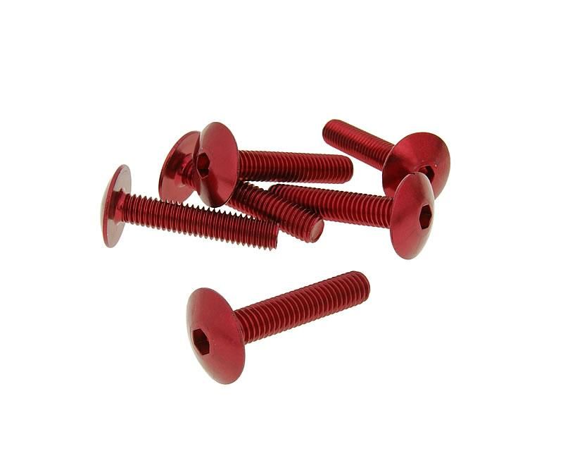 Obrázok z skrutky kapotáže inbus aluminum červená farba - sada 6 ks - M6x30