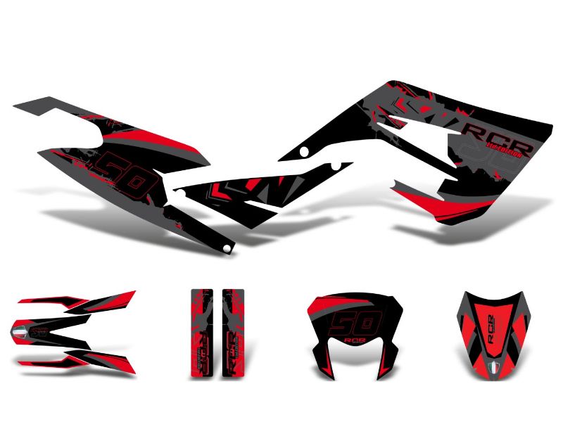 Obrázok z samolepky sada  čierno-červeno-sivá matná pre Gilera RCR 50 2018-