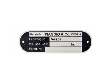 Obrázok z Typový štítok "PIAGGIO&CO. Genova" pre Vespa všetky nemecké modely ´67, všetky talianske modely