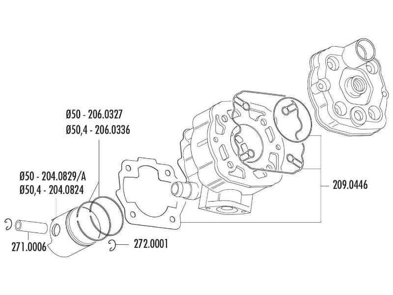 Obrázok z valec sada Polini liatina sport 80cc pre Derbi Senda GPR, Gilera GSM SMT RCR Zulu EBE / EBS