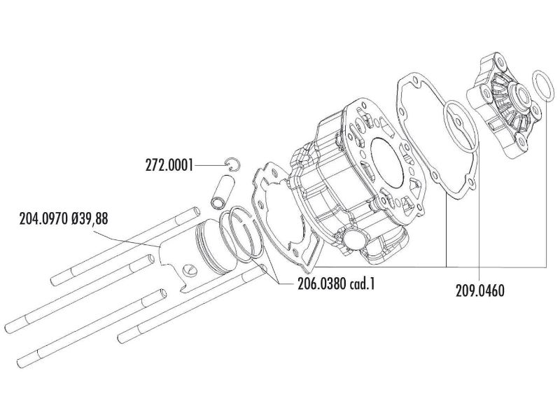 Obrázok z valec sada Polini liatina sport 50cc pre Piaggio / Derbi motor D50B0