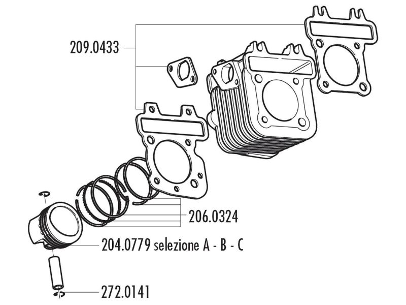 Obrázok z valec sada Polini liatina sport 79cc 49mm pre Piaggio 50 4T 2V