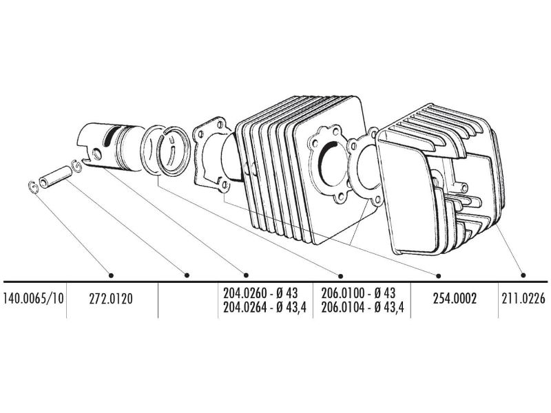 Obrázok z valec sada Polini liatina sport 63cc 10mm piestny čap pre Piaggio Ciao