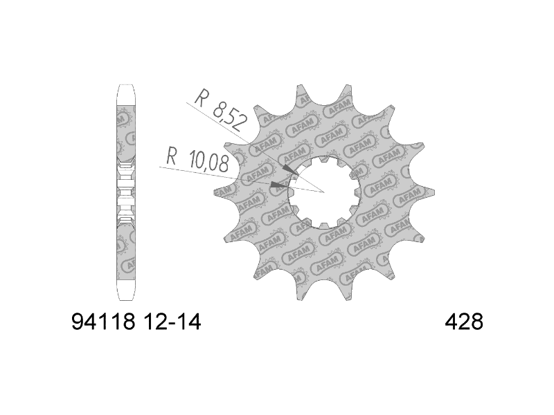 Obrázok z ozubené koliesko predné AFAM 14 zub. 428 pre Beta RR 50, HM, HRD, Sherco, Yamaha DT